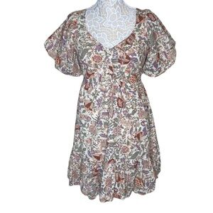 NWT Love The Label Boho Babydoll Mini Botanical Dress size Medium floral
